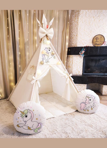 Палатка Вигвам для детей Веселые единороги на молочному Полный комплект! No Brand (316256807)