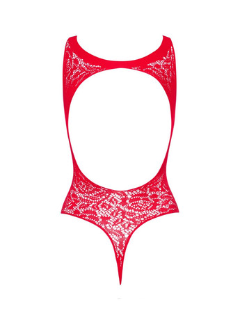 Ажурный бодистокинг с эффектом шнуровки B120 teddy red, красный Obsessive (297529249)
