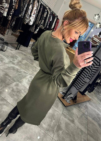 Оливкова (хакі) повсякденний сукня з поясом сукня-світшот Allthings однотонна