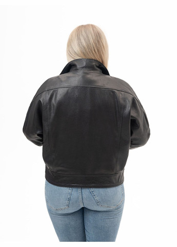 Чорна демісезонна жіноча шкіряна куртка весна Fabio Monti