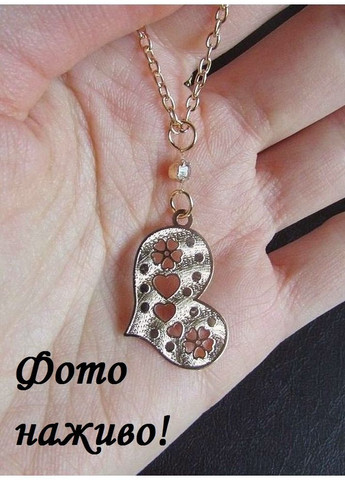 Набір біжутерії підвіска серце на ланцюгу і сережки, 9270 No Brand (367960471)