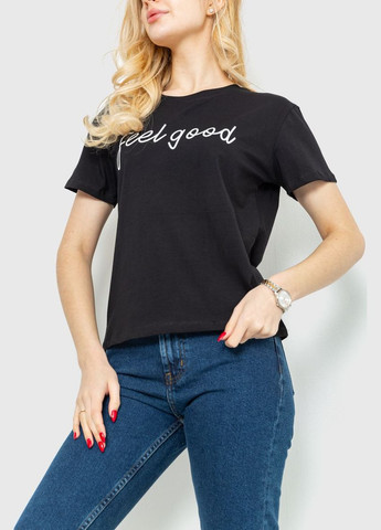 Футболка женская с принтом, цвет черный, Ager - (269342390)