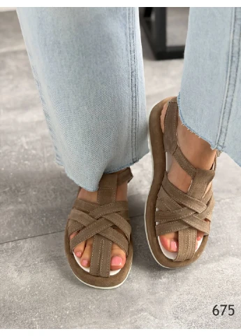 Жіночі босоніжки з натуральної замші No Brand (399592219)