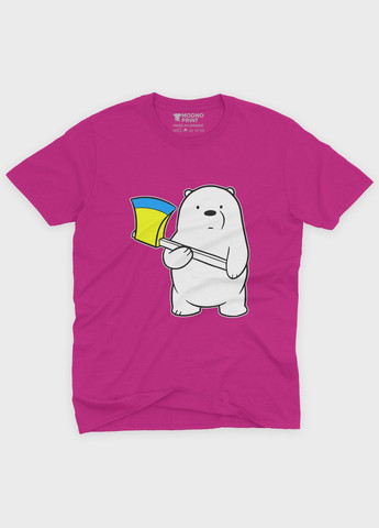 Рожева демісезонна футболка для хлопчика з патріотичним принтом ведмедик (ts001-5-fuxj-005-1-125) Modno