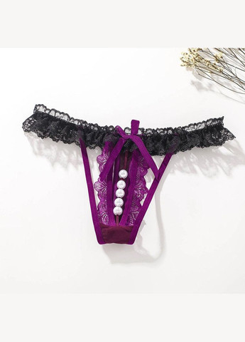Еротичні Трусики Стрінги Жіночі з вирізом чорні з фіолетовим Розмір M - L China (317747394)