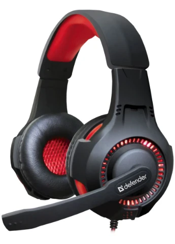 Игровая гарнитура Warhead G-450 USB, подсветка, черно-красная Defender (390180992)