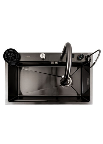 Кухонная мойка 75*45G черная Handmade "Водопад" Platinum (336936430)