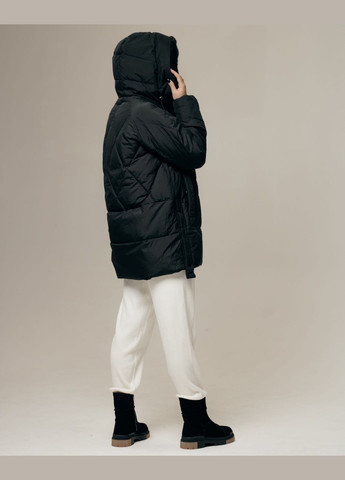 Чорна зимня куртка жіноча з капюшоном з хутром чорна BAIYTBLIY