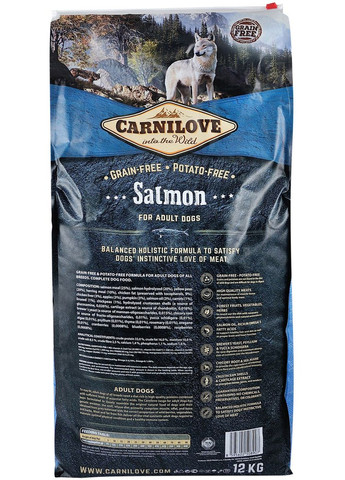Сухий корм з лососем Salmon Карнілов для собак всіх порід 12 кг (8595602508907) Carnilove (362701139)