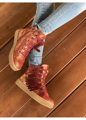 Цветные ботинки осенние 2484 для девочек бордово-золотистые, нубук. размер 32 Topitop