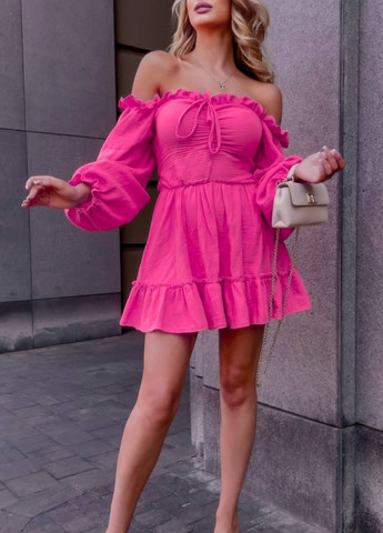 Малинова повсякденний міні сукня з відкритою спинкою з відкритими плечима Tik-Tak однотонна