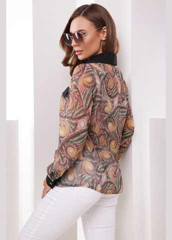 Жіноча шифонова сорочка з манжетами і комірцем із софту (-rubashka-1787) MarSe (334894303)