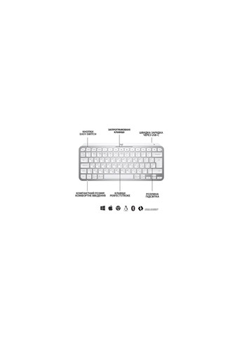 Клавіатура MX Keys Mini Minimalist Wireless US Pale Grey (920010499) Logitech (277756402)