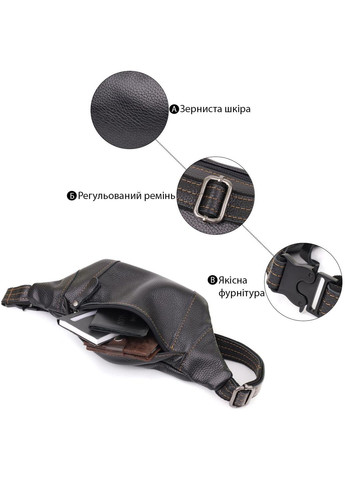 Сумка на пояс через плече шкіряна чоловіча Чорний 35556 Shvigel (334673999)