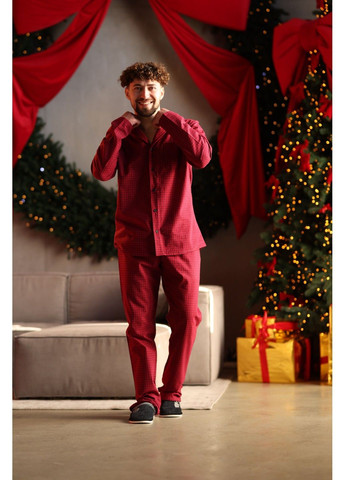 Піжама чоловіча в клітинку фланель SOFT червона Handy Wear (315705519)