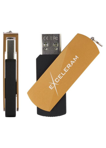 USB флеш накопичувач (EXP2U2BRB64) Exceleram 64gb p2 series brown/black usb 2.0 (268140375)