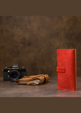 Жіноче шкіряне вінтажне портмоне середнє з червоною кнопкою (sku_11470) No Brand (328218405)