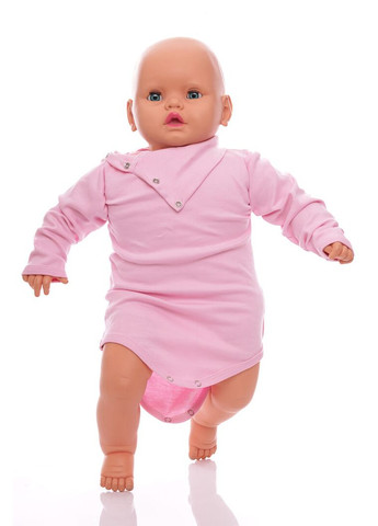 Боді з довгим рукавом з шийкою для дівчинки інтерлок рожевий 74 см (50701) BABYKROHA (297200061)