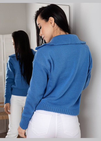 Женский свитер с двумя карманами голубого цвета 396898 New Trend (285711619)