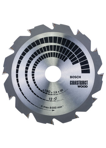 Пильный диск Construct Wood (190x30x2.6 мм, 12 зубьев) по дереву (23422) Bosch (267819121)