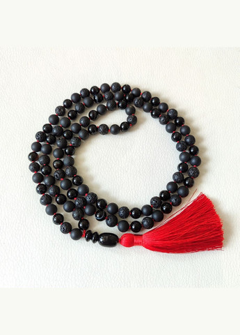 Чотки з натурального каменю Агат Онікс Лава 108 намистин 8мм червона кисть No Brand (331293531)