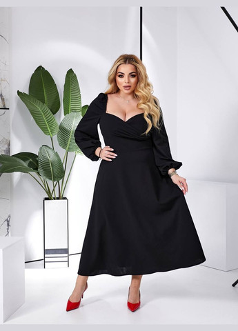Чорна жіноча сукня міді із креп-дайвінгу колір чорний р.48/50 453741 New Trend