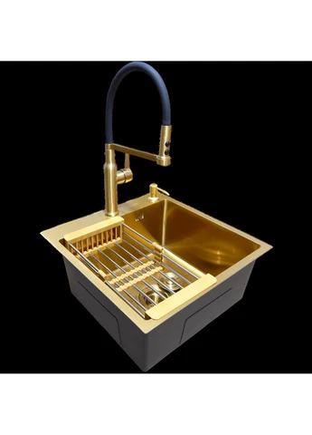 Комплект кухонной мойки NANO GOLD PVD HS50*50 (3.0/1.0 мм) декор Kraft (388487332)