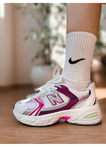Білі Осінні кросівки чоловічі new balance 530 silver crimson нью беланс 530 No Brand