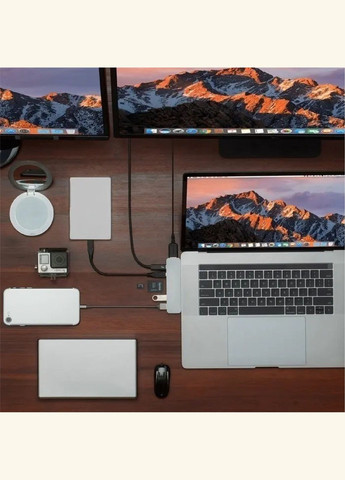 USB-хаб XON SmartHub Pro 7 в 1 (HDMI, SD/TF, 2xType-C, 2xUSB3.0) Сірий (UHCCP074300G 5191) XON E-Tech (303928586)