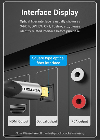 Оптический аудиокабель,Toslink SPDIF в Нейлоновой Оплетке Серый Vention (341325778)