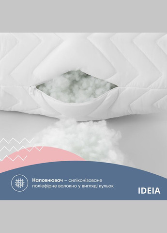 Подушка для сну 70х70 см NORDIC COMFORT+ антиалергенна холофайбер чохол з блискавкою біла IDEIA (318501440)