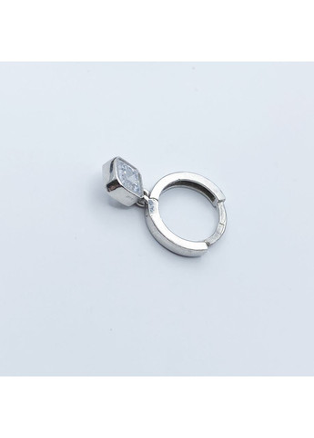 Сережки-кільця срібні з кубічним цирконієм "Квадрат" 2,57 г No Brand (369737105)