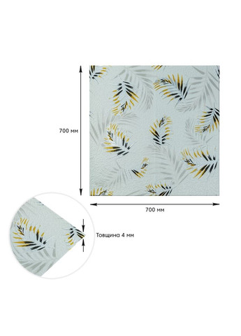 Панель стінова 3D 700х700х4мм папороть на сірому фоні (D) SW-00001982 Sticker Wall (316101062)