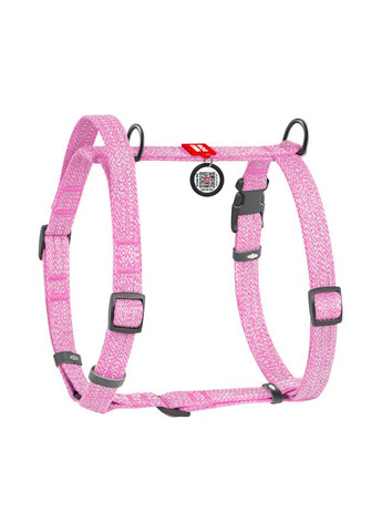 Шлея для собак з ручкою з відновленої бавовни Re-cotton з QR паспортом, світловідбиваюча, M, рожевий WAUDOG (332670916)