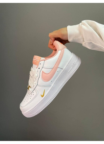 Білі Осінні кросівки чоловічі nike air force 1 mini swoosh peach найк аір форс 1 преміум No Brand
