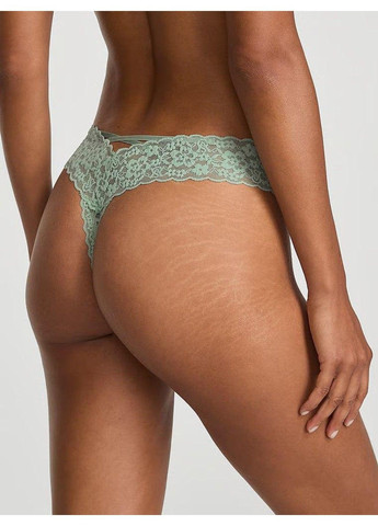 Трусики-стринги женские кружевные Lace Strappy-Back Thong Panty зеленые Victoria's Secret (349729507)