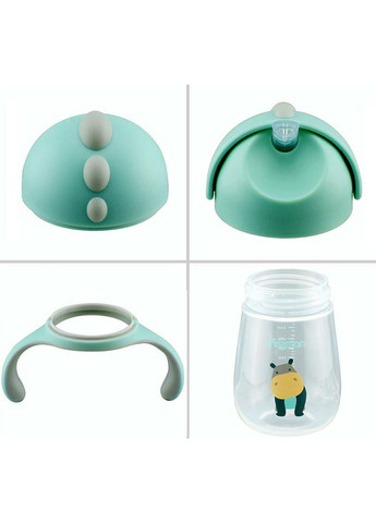 Пляшечка дитяча Babies Бегемот 260мл з ручками пластикова для дітей з трубочкою та кришкою Fissman (368987419)