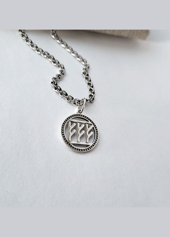 Срібна підвіска кулон оберіг амулет Руна Феху Чорнене срібло 925 проби 89027ч 1.90г No Brand (306741737)