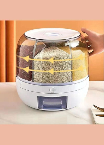 Органайзер для круп, диспенсер для сыпучих продуктов, вращающийся на 6 отделений, круглый с дозатором No Brand (303429424)