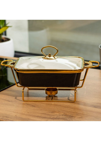 Марміт керамічний прямокутний Yiwu HTJ-1001 1л з підставкою чорний No Brand (352527710)