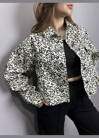 Комбинированная демисезонная женская куртка молочная джинсовая короткая mkkc9029-1 Modna KAZKA