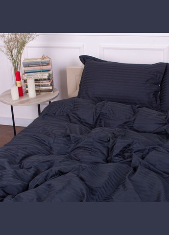 Півтораспальний комплект Постільної Білизни Страйп Сатин Dark Blue 150х220 Vital-Textile SP1.5-13 (331111731)