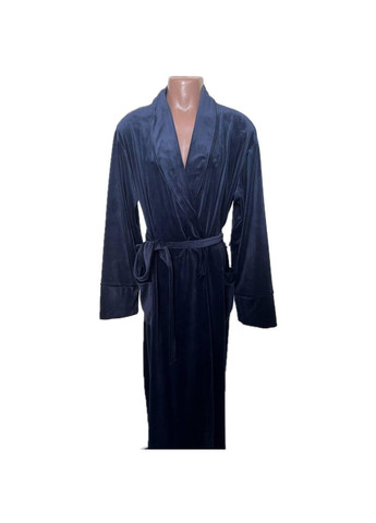 Мужской велюровый халат на запах Темно-синий L/XL (Mhalat003-1) No Brand (306633432)