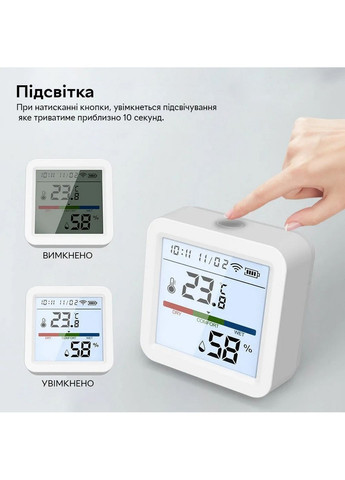 Розумний Wi-Fi датчик температури та вологості повітря з підсвічуванням, wifi термометр, гігрометр SmartLife TUYA (296260403)