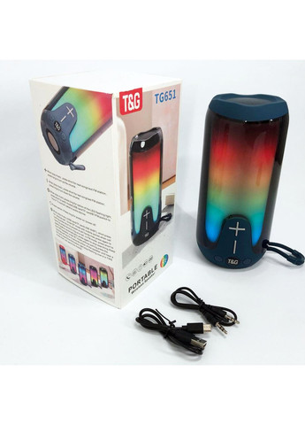 Bluetooth-колонка TG651 с RGB ПОДСВЕТКОЙ, аккумуляторная колонка для музыки, для вечеринки. Цвет: синий T&G (365731646)