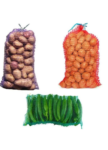 Сітка мішок овочева на зав'язках 10шт. мега велика 50х80 см на 40кг (фіолетовий/червоний/зелений) Agreen (323167090)