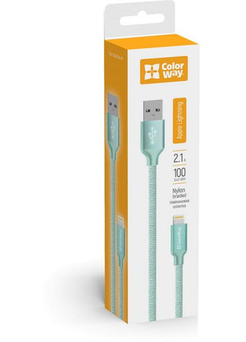 Кабель USB Apple Lightning 2.1А 1м Mint Colorway (301508013)