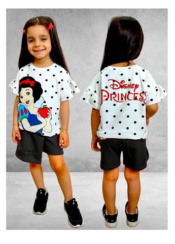 Белый летний комплект (футболка, шорты-юбка) принцессы диснея trw356211 с шортами Disney Футболка+шорти