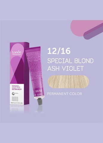 Стойкая кремкраска для волос Professional Permanent Color 12/16 специальный блондин Londa Professional (292736394)