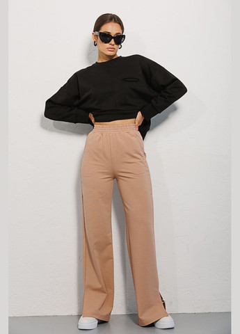 Жіночі спортивні штани прямі бежевого кольору з розрізами внизу Arjen (289842062)